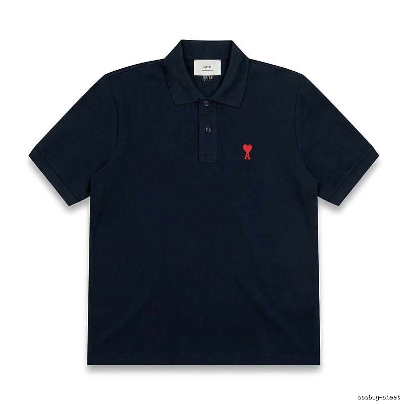 AMI Love Heart Logo Minimalist Style Polo Shirt