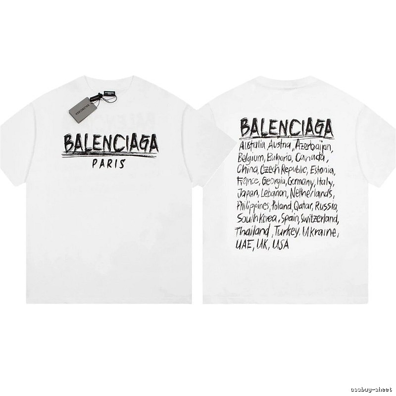 Balenciaga Graffiti Street Style White Short Sleeve T-Shirt