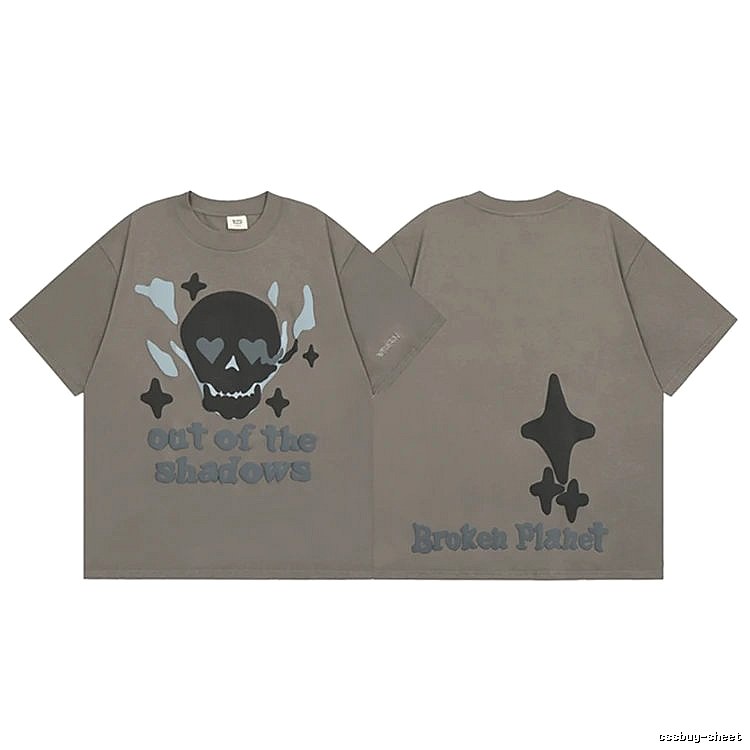 Broken Hearts Raised-Print Graphic Gray Brown Style Bpi02 Graphic T-Shirt Resort Wear